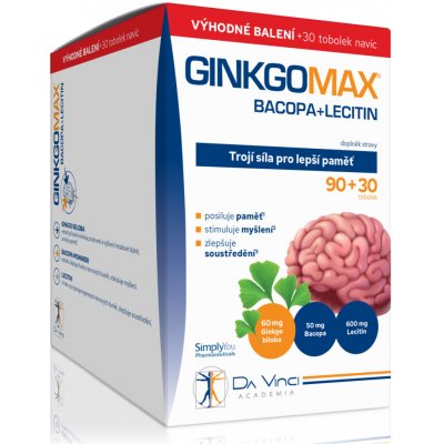 Da Vinci Academia GinkgoMAX + Bacopa + Lecitin 90 + 30 kapslí – Hledejceny.cz