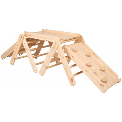 MeowBaby Lezecí trojúhelník se skluzavkou a lezeckou stěnou Přírodní – Zboží Dáma