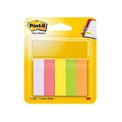 Samolepicí záložky, mix barev, 15x50 mm, 5x100 listů, 3M POSTIT – Hledejceny.cz