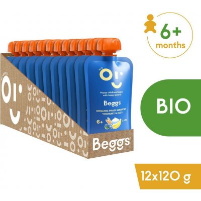 Beggs BIO Smoothie s ovocem, jogurtem a ovesnými vločkami 12 x 120 g – Sleviste.cz