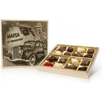 Delafaille, Retro cars MAFIA - belgické pralinky v dřevěné dóze 200 g