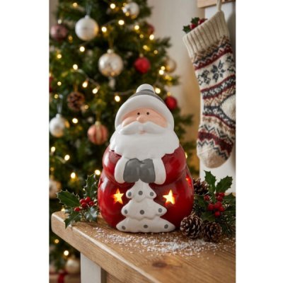 MagicHome Dekorace Santa LED terakota 8,5x8,2x12,5 cm ST8091300 – Hledejceny.cz