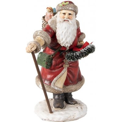 Vánoční dekorace socha Santa s nůší dárků - 14*12*20 cm - Clayre & Eef – Hledejceny.cz