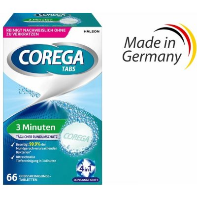 Corega Tabs 3 Minute čisticí tablety na zubní náhrady 66 ks – Hledejceny.cz