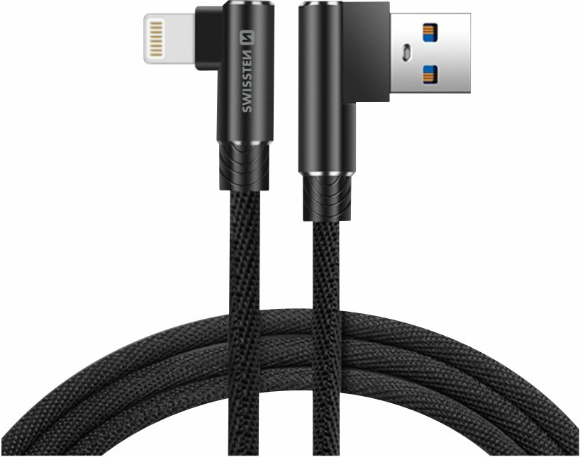 Pouzdro SWISSTEN Arcade Textile kabel USB / Lightning 1,2 M černé