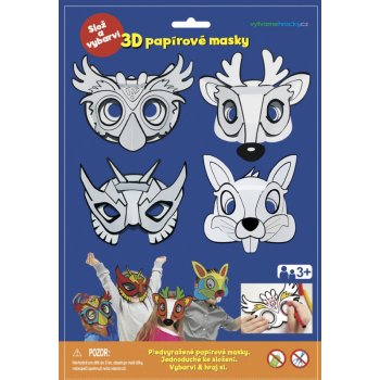 SMT Creatoys Maska škraboška 3D papírová 4ks pirát superhrdina lev mýval v sáčku 22x32 5x2cm