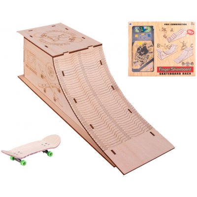 Skateboard 10 cm kov s dřevěnou rampou – Zboží Dáma
