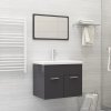 Koupelnový nábytek Nábytek XL 2dílná koupelnová sestava šedá vysoký lesk kompozitní dřevo