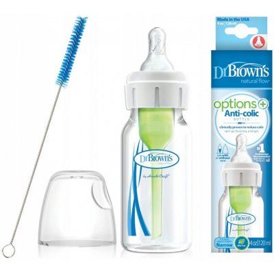 Dr. Brown's kojenecká láhev Options Narrow + anti Colic plastová bílá se silikonovým dudlíkem level 1 1 ks 120 ml – Sleviste.cz