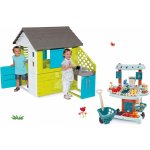 Smoby set dětský domeček Pretty Blue s letní kuchyňkou a zeleninový stánek 100% Chef – Zboží Mobilmania