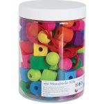Detoa Maxiperle dřevěné barevné se šňůrkou 92 ks v plastové dóze 10x14cm – Zboží Mobilmania
