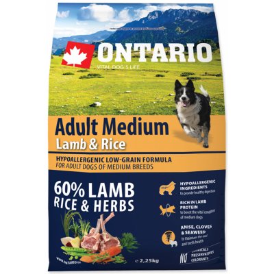 Ontario Adult Medium Lamb & Rice 2,25 kg – Hledejceny.cz