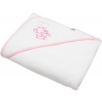 New Baby froté osuška s výšivkou a kapucí 100x100 cm Bílá + růžový slon – Hledejceny.cz