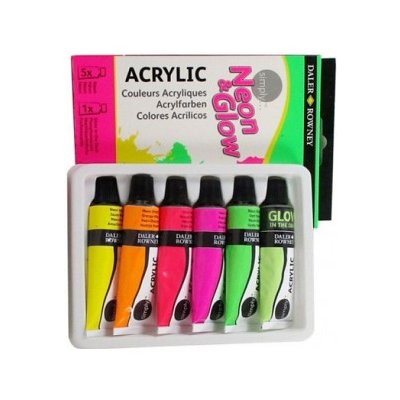 Daler Rowney sada akrylových barev simply 6 ks 12 ml neon