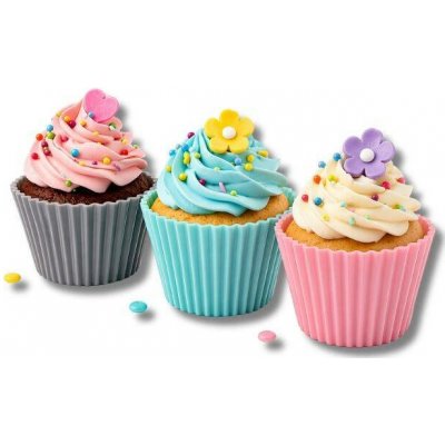 Dortisimo Silikonové košíčky na muffiny růžové modré a šedé 6 ks 4,5 cm – Zboží Dáma