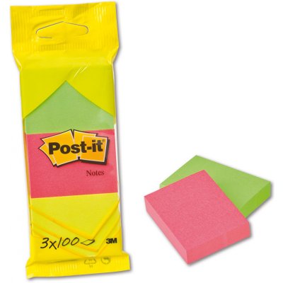 Bloček samolepicí 3M Post-it, 38x51 mm, 4 neonové barvy, 4x100 lístků – Sleviste.cz