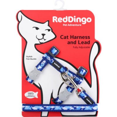 Red Dingo postroj s vodítkem pro kočky Camouflage Navy 12 mm – Sleviste.cz