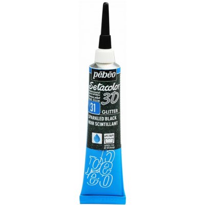 Setacolor 3D kontura s glitry 31 sparkling black 20 ml Pebeo – Zboží Mobilmania