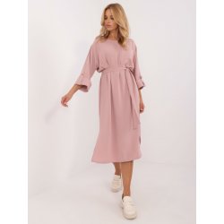 BASIC Růžové volné šaty s páskem lk-sk-509694.61-pink