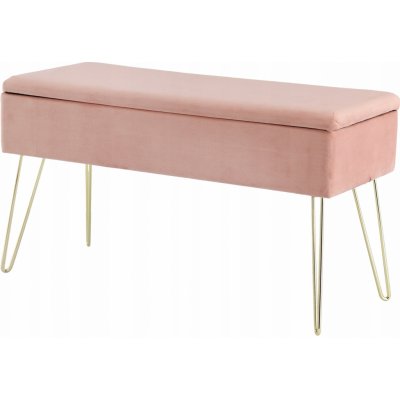 HomePRO PHO4583 Čalouněná lavička s úložným prostorem, taburetka, 75x30x40cm, růžová