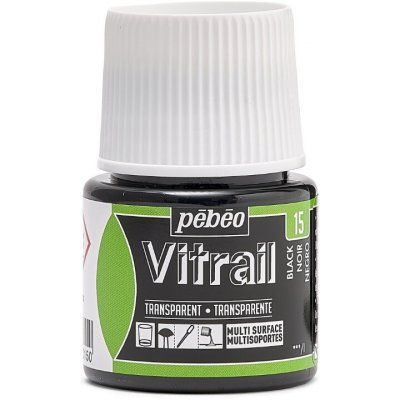 Pébéo Nevypalovací barva na sklo Vitrail 45 ml 15 Black – Hledejceny.cz