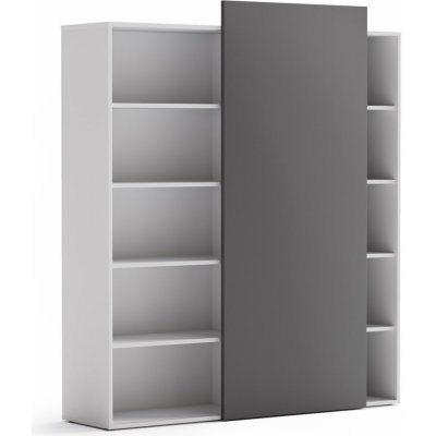 Plan Skříň vysoká otevřená BLOCK White, grafitová – Zboží Dáma