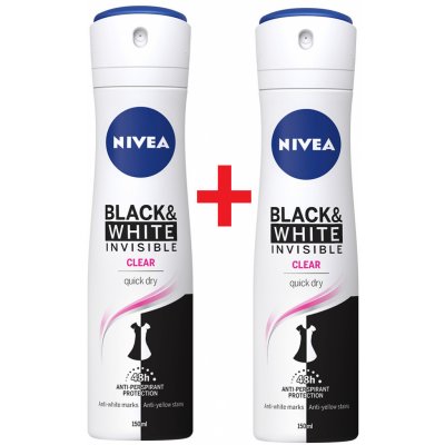 Nivea Black & White Invisible Clear deospray 2 x 150 ml dárková sada – Zbozi.Blesk.cz