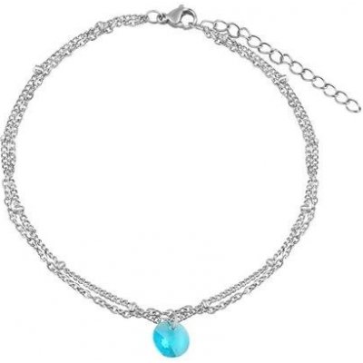 SILVEGO Ocelový řetízek na nohu carole s modrým kamenem KMM2159 – Zboží Dáma