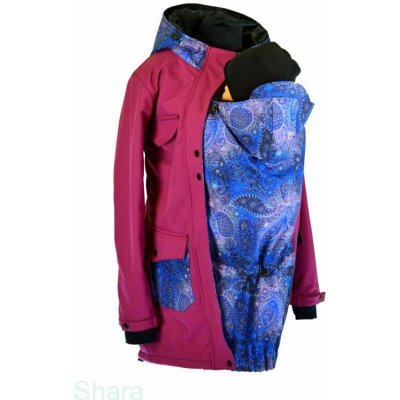 Shara softshellový kabát zimní vsadka se vzorem přední nošení fuchsie/modrorůžová obloha – Hledejceny.cz