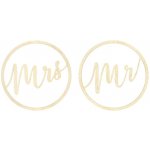 Dřevěná kolečka s nápisem mrs mr 38 cm – Zboží Mobilmania