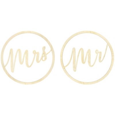 Dřevěná kolečka s nápisem mrs mr 38 cm – Zboží Mobilmania