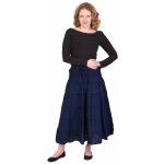 Sanu Babu dlouhá tmavě modrá sukně s volánem, žabičkování a šňůrka v pase modrá – Zboží Dáma