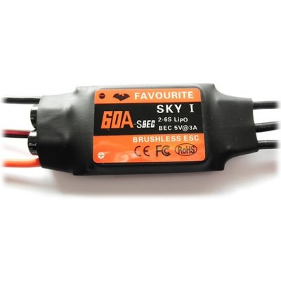 Favourite SKY Regulátor otáček 60A BEC 2-6S 63g ESC Air/Heli