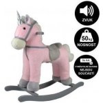 Teddies Kůň houpací růžový jednorožec plyš na bat. 71cm se zvukem a pohybem nosnost 50kg – Zboží Mobilmania