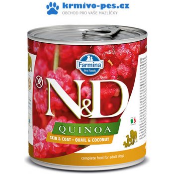 N&D Quinoa Dog Skin & Coat Quail 285 g