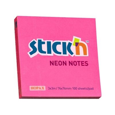 Samolepicí blok na poznámky STICKN 76 × 76 mm, neonově růžový, 100 listů, 21165 – Hledejceny.cz
