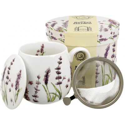 DUO Porcelánový hrnek na sypaný čaj se sítkem a pokličkou LAVENDER CLASSIC  bílý 430 ml od 410 Kč - Heureka.cz