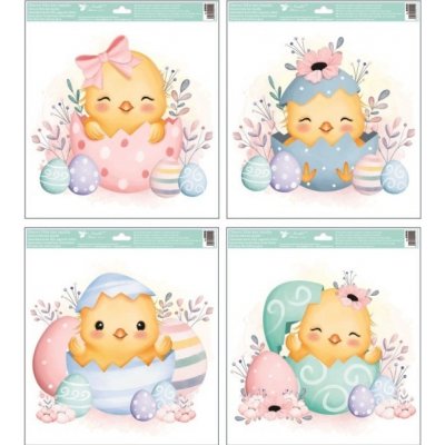 Anděl Velikonoční okenní fólie - kuřátka ve vajíčku - 33,5 x 30 cm - 6909 – Hledejceny.cz