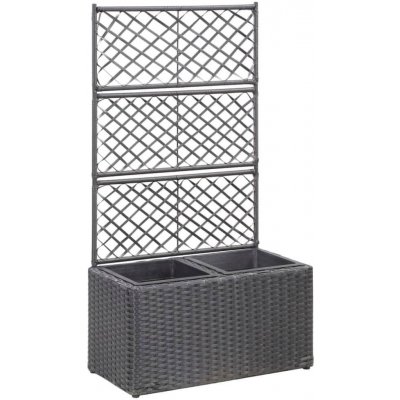 vidaXL květináč s mřížkou a 2 vložkami 58x30x107 cm Poly Rattan Black