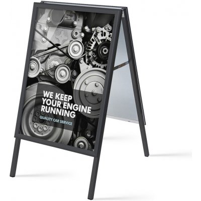 Jansen Display Reklamní áčko A1 profil 32mm, plechová záda, černé, 639 x 1094 mm – Zboží Živě