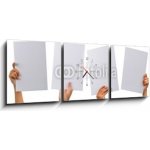 Obraz s hodinami 3D třídílný - 150 x 50 cm - various blank cardboard různé prázdné lepenky – Zbozi.Blesk.cz