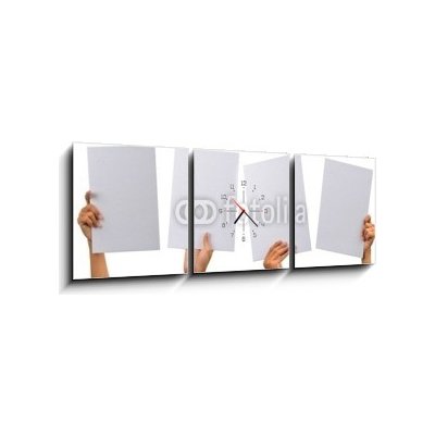 Obraz s hodinami 3D třídílný - 150 x 50 cm - various blank cardboard různé prázdné lepenky – Zbozi.Blesk.cz