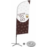 Jansen Display Kompletní sada reklamní vlajky ve tvaru křídla, Káva s sebou, anglicky Křížová Základna, 1273 x 3030 mm – Zboží Živě