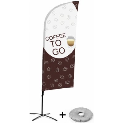 Jansen Display Kompletní sada reklamní vlajky ve tvaru křídla, Káva s sebou, anglicky Křížová Základna, 1273 x 3030 mm – Zboží Živě