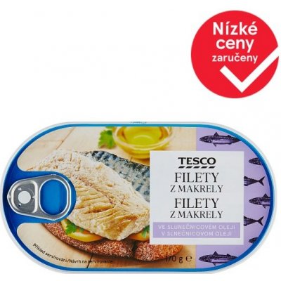 Tesco Filety z makrely ve slunečnicovém oleji 170 g – Zbozi.Blesk.cz