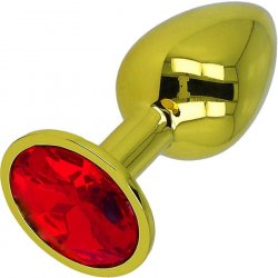Lolo zlatý anální kolík s červeným krystalem