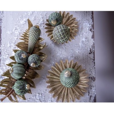 Clayre & Eef Zeleno-hnědá skleněná ozdoba šiška Ø 5*15 cm – Hledejceny.cz