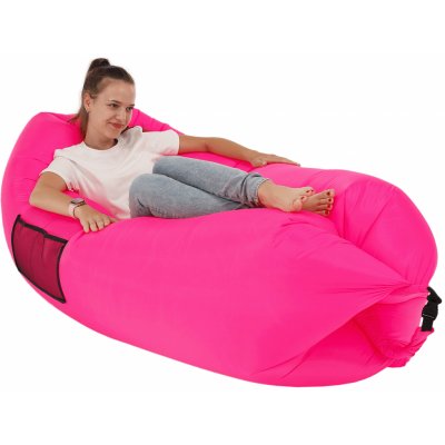 Kondela Nafukovací sedací vak lazy bag LEBAG nylon růžový