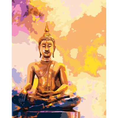 ZUTY Malování podle čísel ZLATÝ BUDDHA NA BAREVNÉM POZADÍ 80 x 100 cm – Zboží Mobilmania