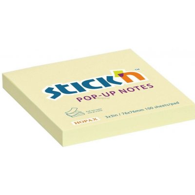 Samolepicí bloček Stick'n by HOPAX Pop-Up, 76 x 76 mm, 100 lístků, žlutý – Hledejceny.cz